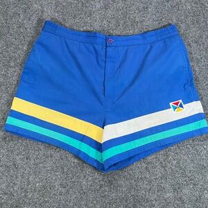 Vintage Catalina Mens Blue Striped Swim Trunks Retro 80s Board Shorts Size 38